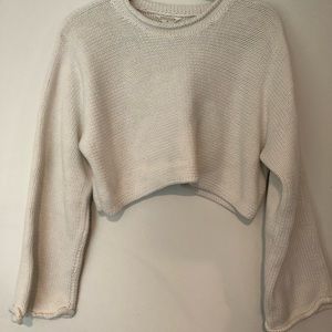 White Knitted Crop Sweater